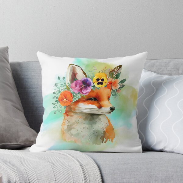 Item preview, Floral Crown Fox Watercolor Design – Nature-Inspired Animal Art designed and sold by TheBeeKindSpace.