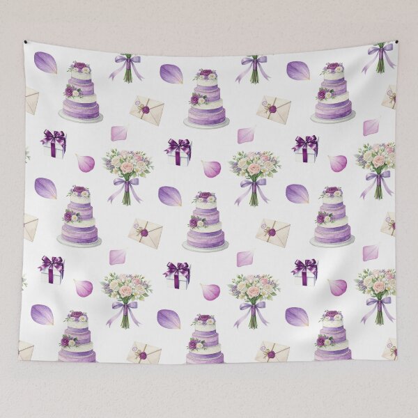 Item preview, Elegant Purple Wedding Elements Seamless Pattern designed and sold by Pani-Malyuvalka.