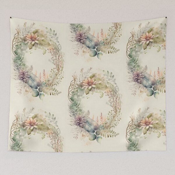 Item preview, Floral botanical watercolor wreath template designed and sold by dvoevnore.