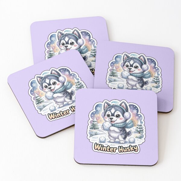 Item preview, Pegatina de Husky Bola de Nieve de Invierno: Adorable cachorro de husky chibi en un país de las maravillas nevado designed and sold by Nuist25.