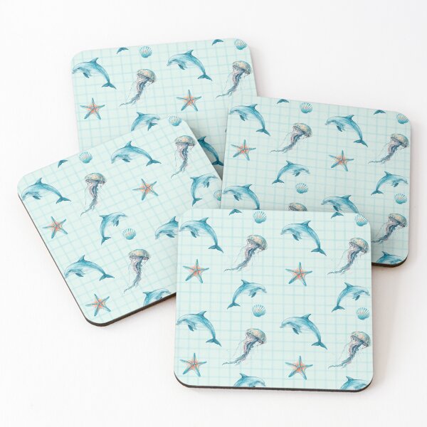 Item preview, Underwater Dolphins Jellyfish Starfish Seamless Pattern designed and sold by Pani-Malyuvalka.