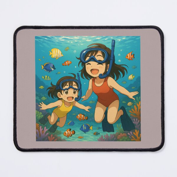 Item preview, Sisters Snorkeling at Similan Islands – Vibrant Anime Thailand Ocean Illustration designed and sold by konthai.familyart.