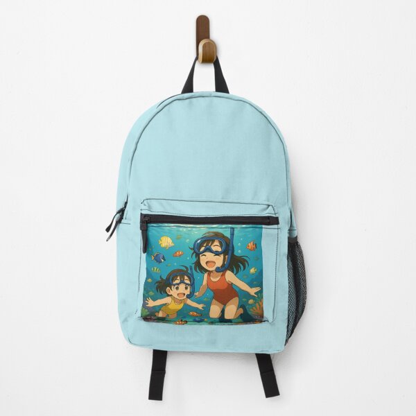 Item preview, Sisters Snorkeling at Similan Islands – Vibrant Anime Thailand Ocean Illustration designed and sold by konthai.familyart.