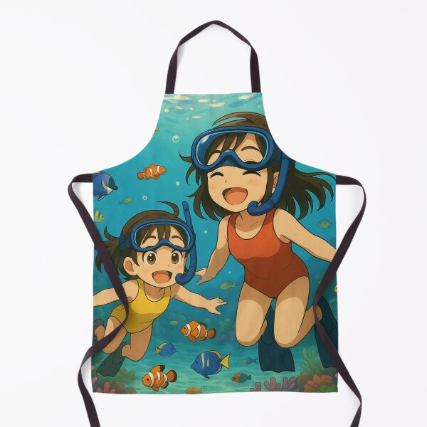 Item preview, Sisters Snorkeling at Similan Islands – Vibrant Anime Thailand Ocean Illustration designed and sold by konthai.familyart.