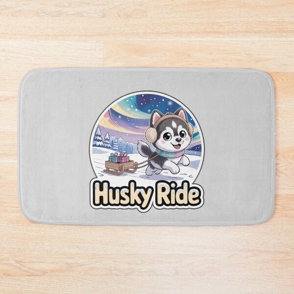 Item preview, Winter Husky Ride – Cute Chibi Husky Pulling Sled in Snowy Wonderland designed and sold by Nuist25.