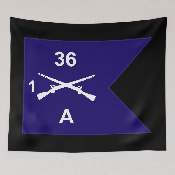 Aperçu de l'œuvre Armée - Guidon - Compagnie A - 1er bataillon du 36e régiment d'infanterie créée et vendue par Military Insignia Products.