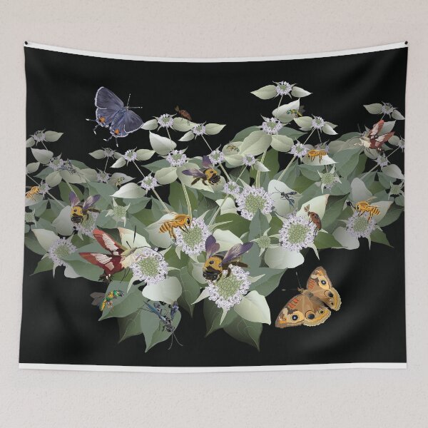 Item preview, Mountain Mint with Pollinating Bees, Butterflies, and Insects designed and sold by Jedi-Artist.
