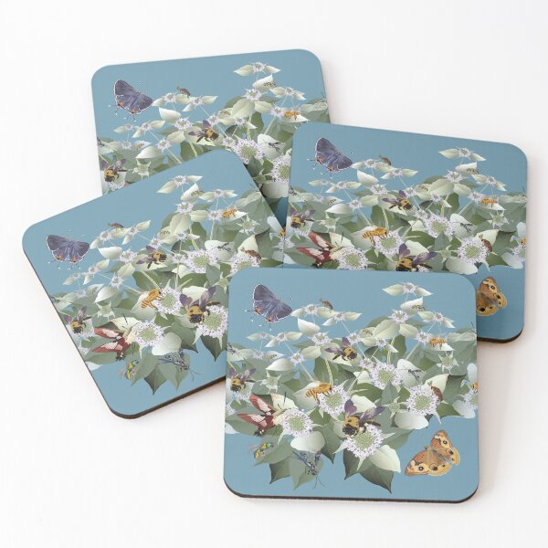 Item preview, Mountain Mint with Pollinating Bees, Butterflies, and Insects designed and sold by Jedi-Artist.