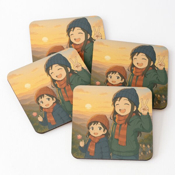Item preview, Sisters Watching Sunrise at Doi Inthanon – Cute Anime Thailand Travel Art designed and sold by konthai.familyart.