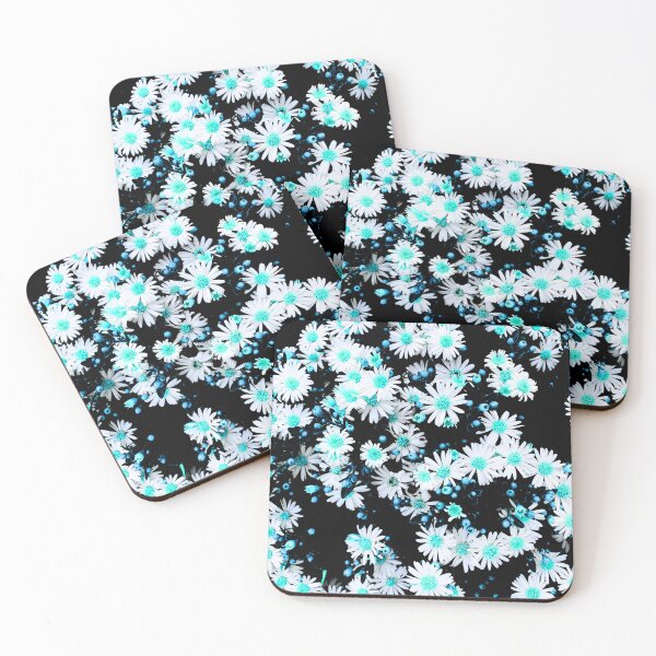 Item preview, Cute white daisy wildflowers - aqua / turquoise hue  designed and sold by Dryft7.