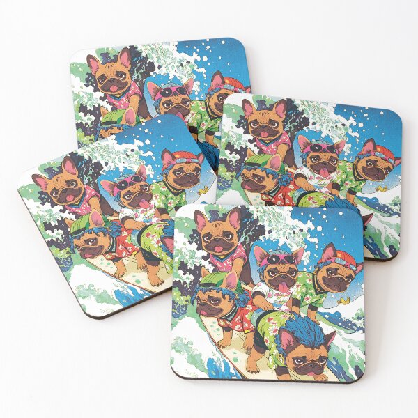 Item preview, French Bulldog Back-to-School Stickers - Funny Surfer Dog Waving Art - Perfect Teacher Gift with Summer Vibes designed and sold by giohne.