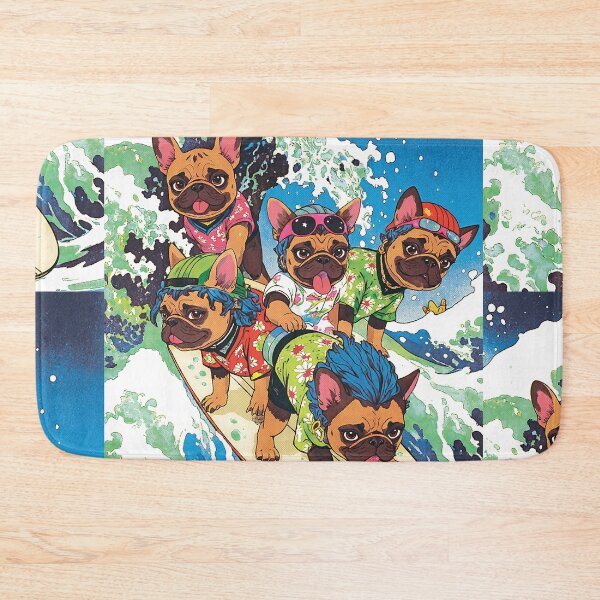 Item preview, French Bulldog Back-to-School Stickers - Funny Surfer Dog Waving Art - Perfect Teacher Gift with Summer Vibes designed and sold by giohne.