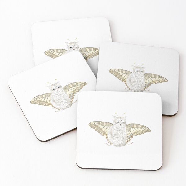 Item preview, cat butterfly watercolor designed and sold by merry nao and hiro.