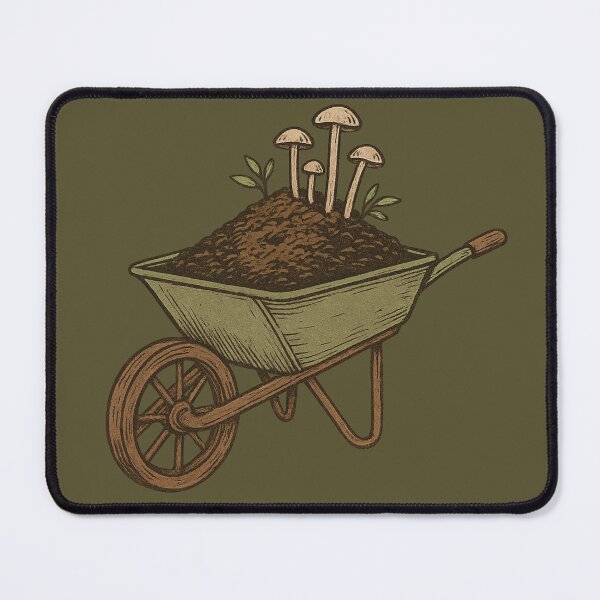 Item preview, Compost Gold Sticker – Rustic Wheelbarrow with Mushrooms designed and sold by Feral Confetti.