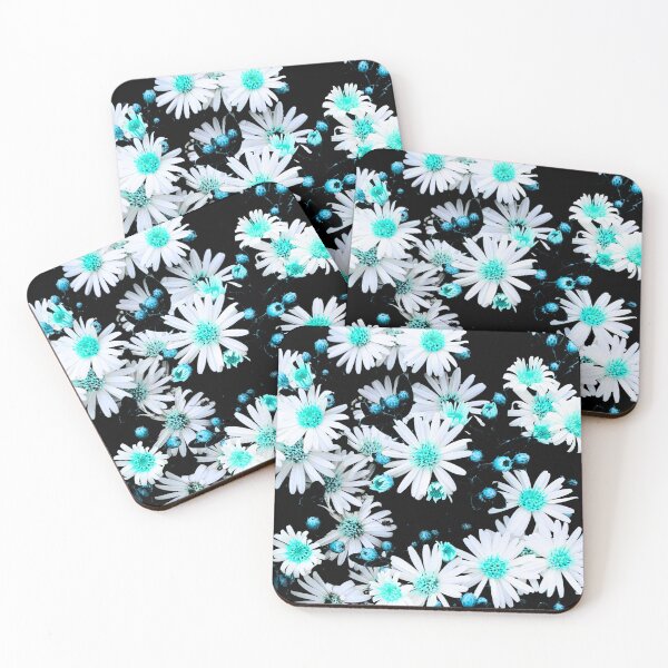 Item preview, Cute white daisy wildflowers - aqua / turquoise hue  designed and sold by Dryft7.