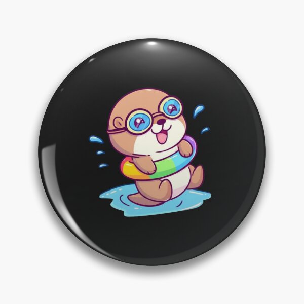 Item preview, Chibi Otter Swimmer | Cute Kawaii Cartoon Otter with Swim Ring designed and sold by ColorSplash123.