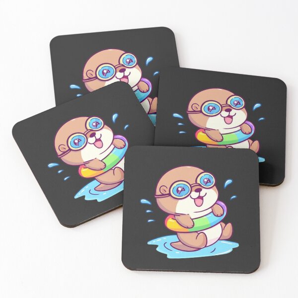 Item preview, Chibi Otter Swimmer | Cute Kawaii Cartoon Otter with Swim Ring designed and sold by ColorSplash123.