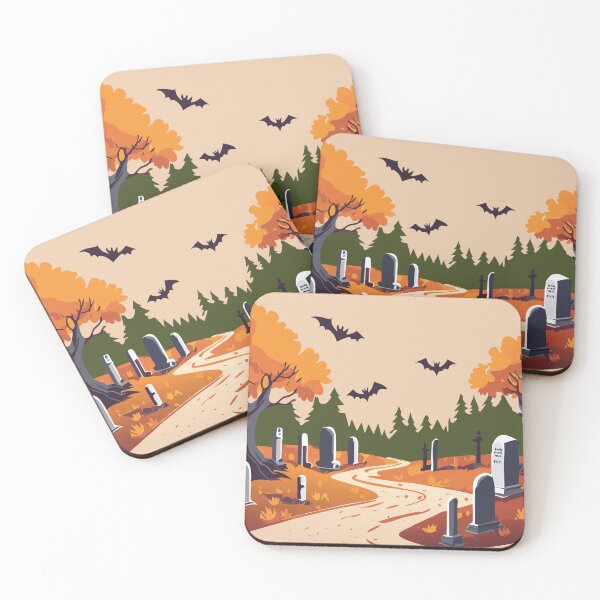 Item preview, Halloween Cemetery Landscape with Orange Trees designed and sold by darksteel101.