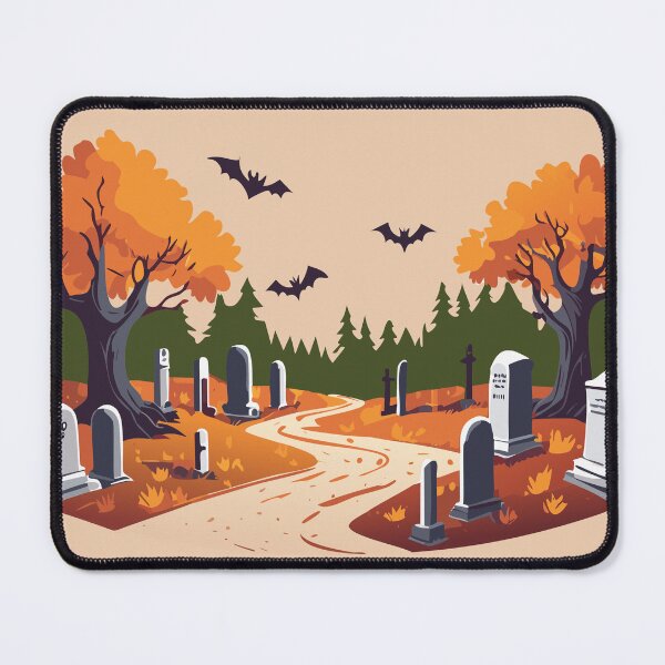 Item preview, Halloween Cemetery Landscape with Orange Trees designed and sold by darksteel101.
