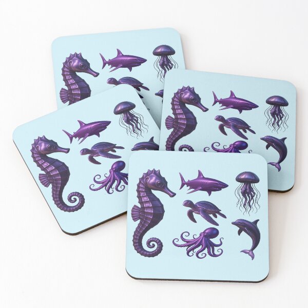 Item preview, Sea creatures in minimalist pop style designed and sold by DataPixelRenzo.