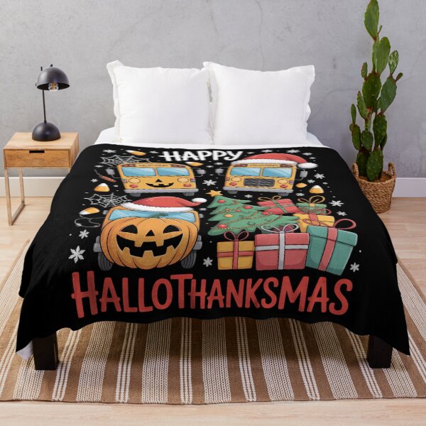 Item preview, Witch Turkey Santa School Buses Happy HalloThanksMas Boys designed and sold by CookWorldLaughs.