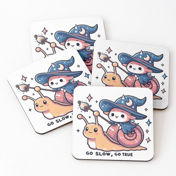 Item preview, Go Slow, Go True – Kawaii Wizard Riding a Snail Illustration designed and sold by SketchOnScreen.