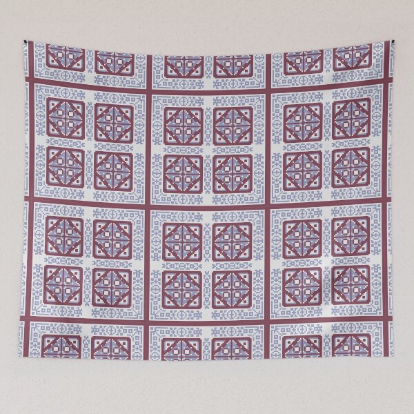 Item preview, White and Blue Geometric Tile designed and sold by FlyingJackalope.