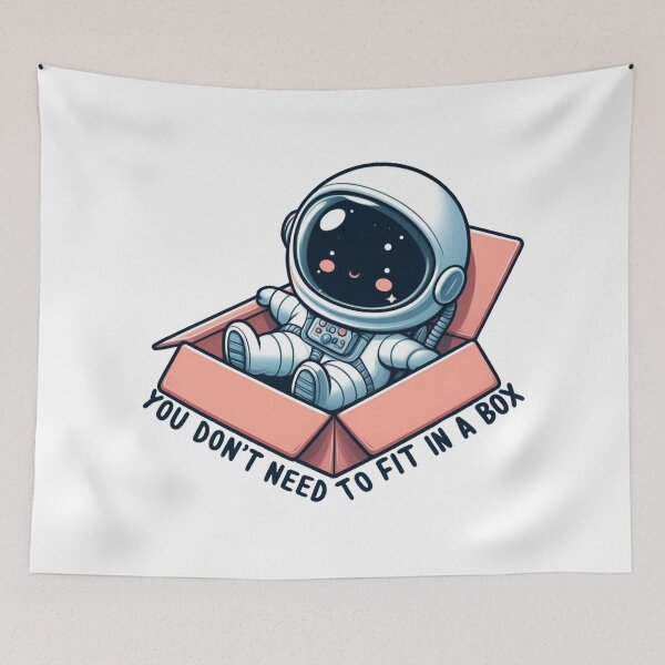 Item preview, You Don’t Need to Fit in a Box – Kawaii Astronaut Illustration designed and sold by SketchOnScreen.