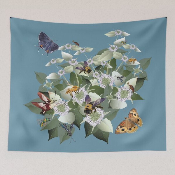 Item preview, Mountain Mint with Honey Bees and Pollinators designed and sold by Jedi-Artist.
