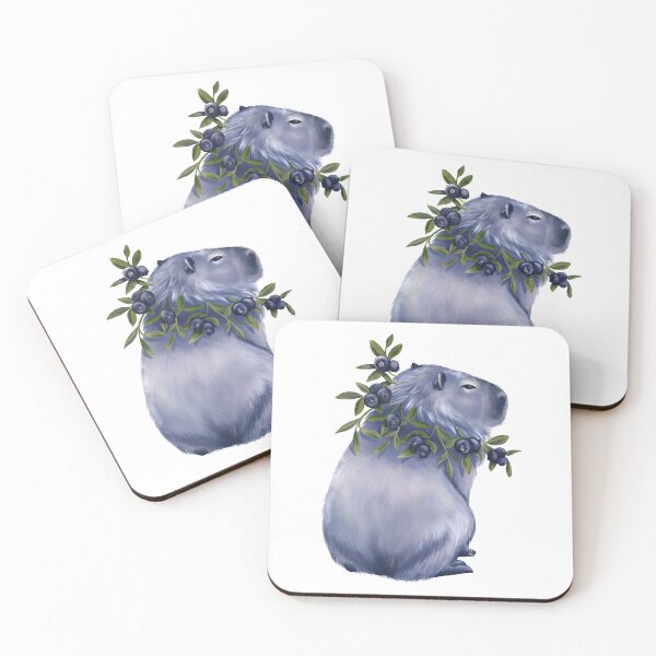 Item preview, capybara with blueberries - cute animal illustration designed and sold by WolframArt.