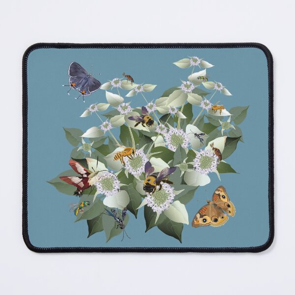 Item preview, Mountain Mint with Pollinating Bees, Butterflies, and Insects designed and sold by Jedi-Artist.