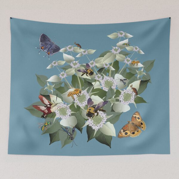 Item preview, Mountain Mint with Pollinating Bees, Butterflies, and Insects designed and sold by Jedi-Artist.