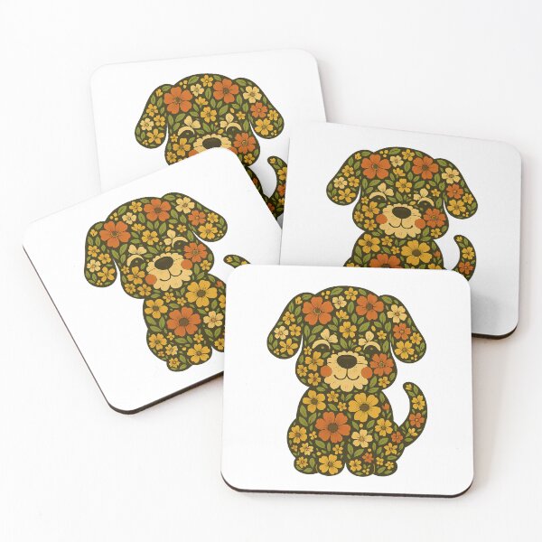 Item preview, Retro Floral Puppy designed and sold by PlanetBoi.