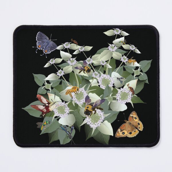 Item preview, Mountain Mint with Pollinating Bees, Butterflies, and Insects designed and sold by Jedi-Artist.
