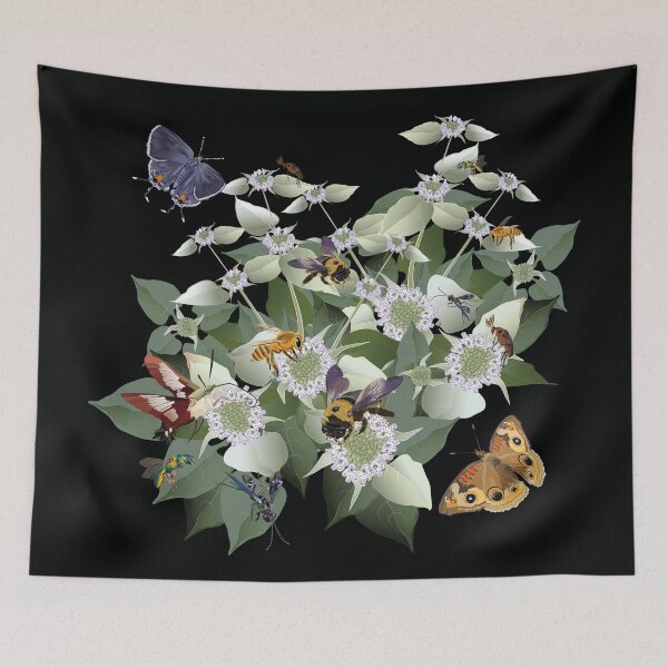 Item preview, Mountain Mint with Pollinating Bees, Butterflies, and Insects designed and sold by Jedi-Artist.