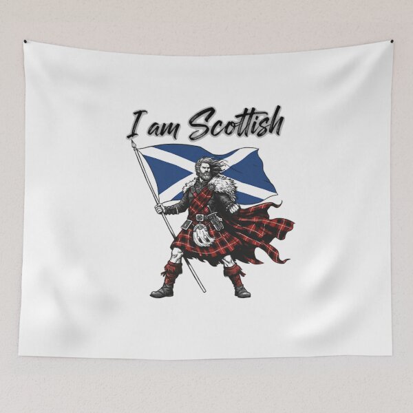 Item preview, I Am Scottish – Highland Warrior with Flag designed and sold by CelticSoulShop.