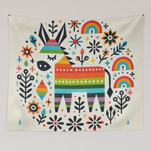 Item preview, Colorful Folk Donkey with Flowers - Scandinavian Folk Art by heidiannemorris © designed and sold by FOLK ART FUSION by heidiannemorris.