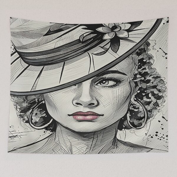 Item preview, Elegant Woman in Floral Hat Drawing designed and sold by gleefulme.