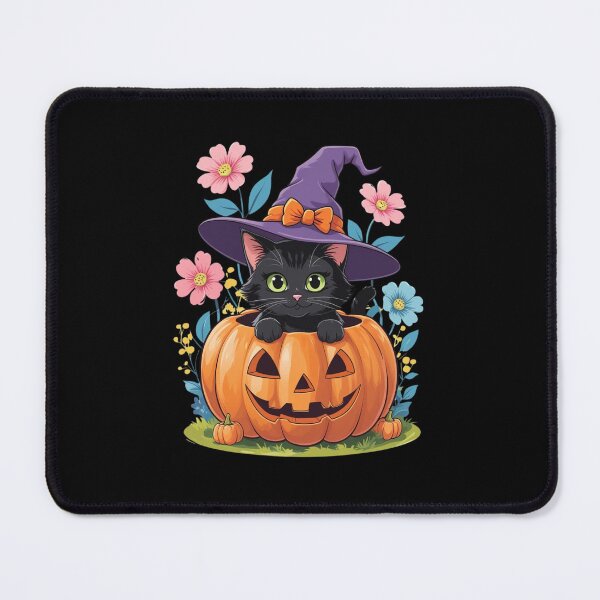 Item preview, Cute Black Cat in Pumpkin, Retro Floral Halloween Cat, Witch Hat Cat Halloween designed and sold by FirsttMeUp.