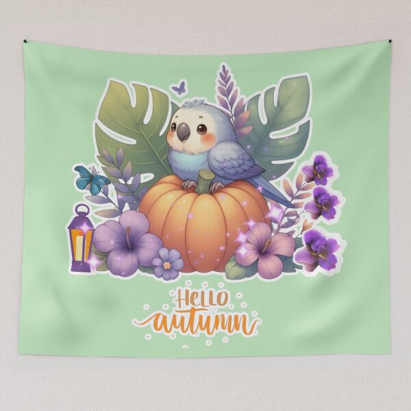 Item preview, Autumn Pumpkin Parrot – Cute Tropical Fall Bird Illustration designed and sold by Sugar Wisdom .