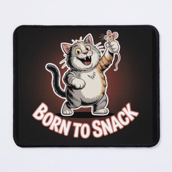 Item preview, Born to Snack - Cartoon Cat with Mouse designed and sold by Snark Town Tees.