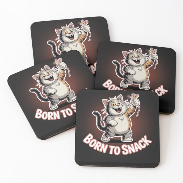 Item preview, Born to Snack - Cartoon Cat with Mouse designed and sold by Snark Town Tees.