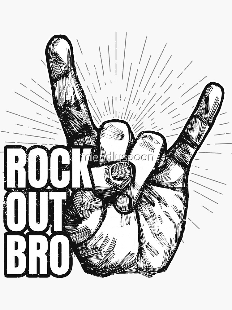 "Rock Out Bro Rock n’ Roll Hand Horns" Sticker by friendlyspoon