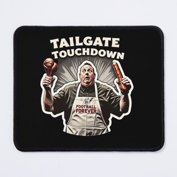 Item preview, Tailgate Touchdown Cartoon Guy with BBQ Turkey Leg & Sausage designed and sold by Snark Town Tees.