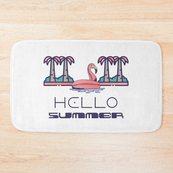Item preview, Hello Summer Flamingo Pool Float - Tropical Palm Tree Vacation Art designed and sold by JERUK POPSICLE.