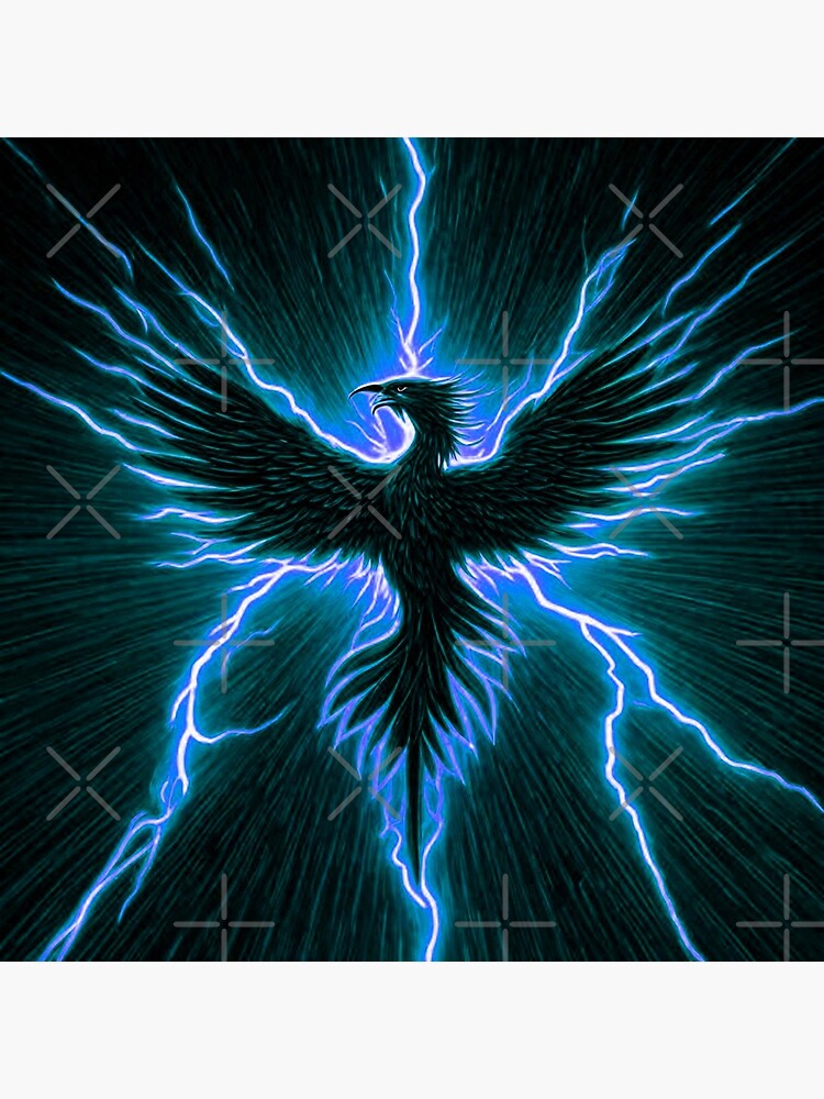 Blue Lightning Phoenix Art Board Print