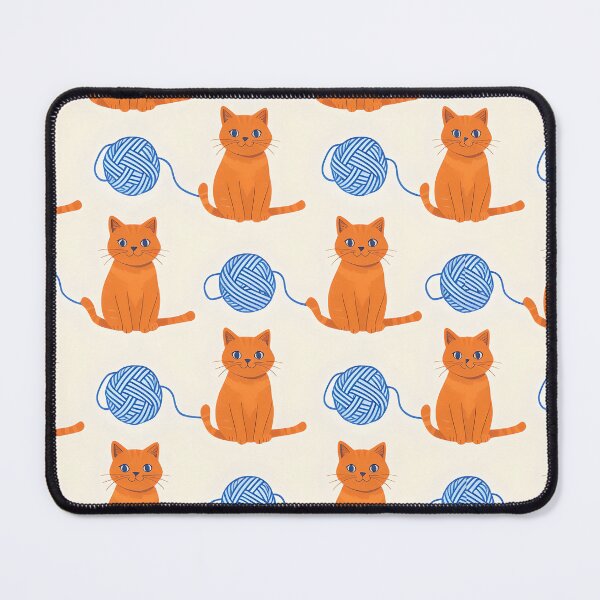 Item preview, Playful Orange Cats & Blue Yarn Ball Pattern designed and sold by TheArtisticPres.