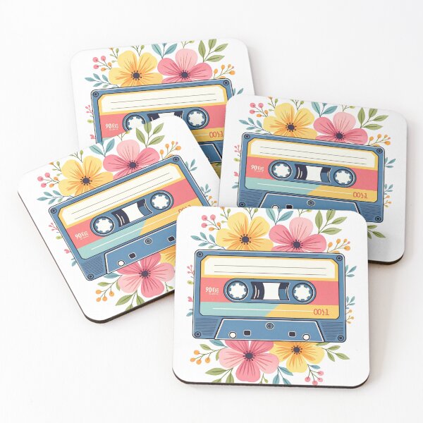 Item preview, Vintage cassette tape surrounded by colorful flowers represents nostalgia and music culture from the past designed and sold by SpaceartLilu.