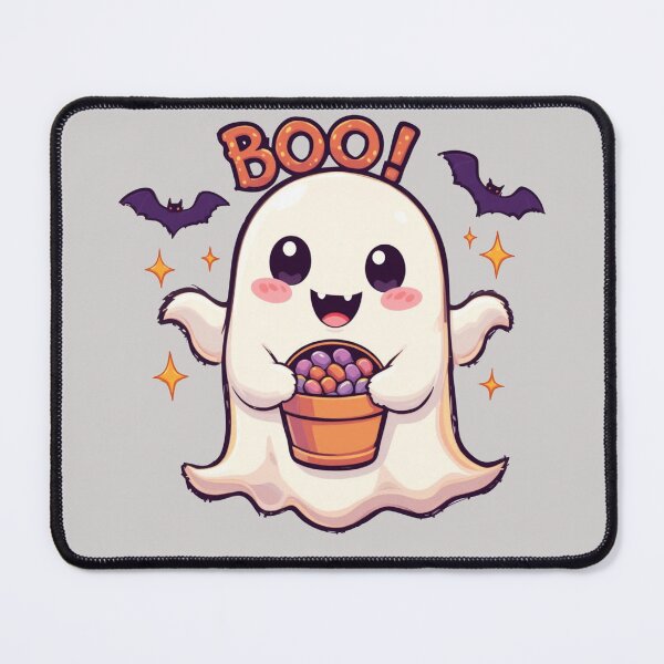 Item preview, Halloween with kawaii ghost text "Boo" and bats designed and sold by Nimkaew.