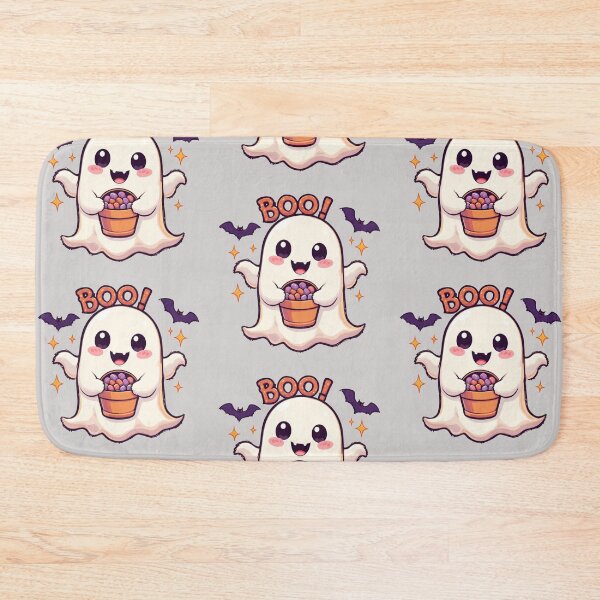 Item preview, Halloween with kawaii ghost text "Boo" and bats designed and sold by Nimkaew.